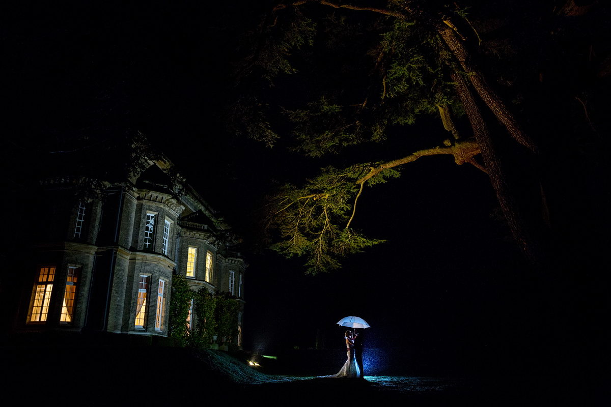 night time bridal portrait at hedsor house