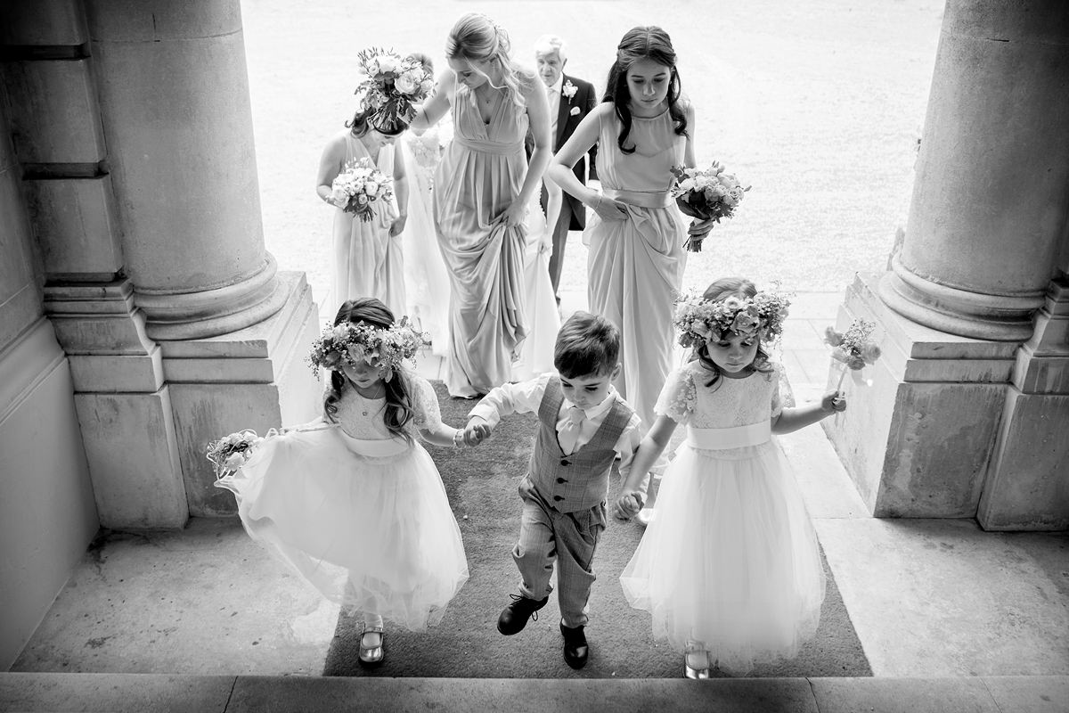 children arriving at hedsor house for wedding ceremony